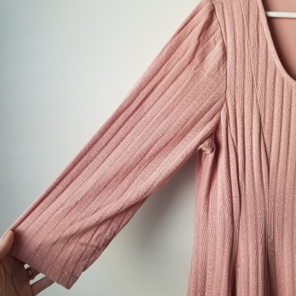 Torrid Pink Fit and Flare 3/4 Sleeve Ribbed Skater Dress Size 1 - Picture 8 of 12